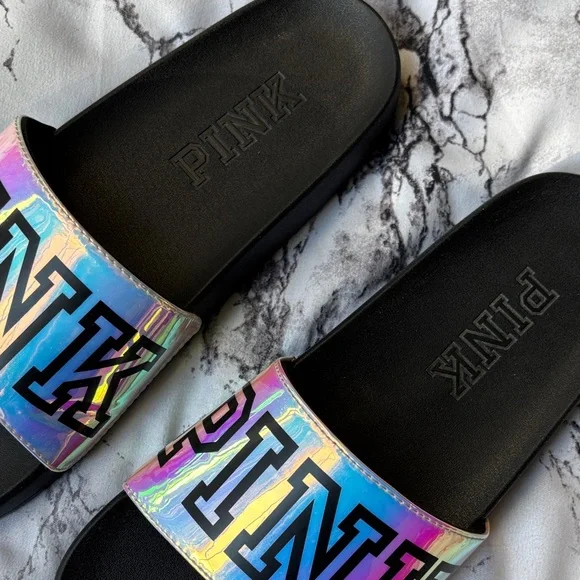 PINK Victoria's Secret Iridescent Slides - Picture 3 of 5